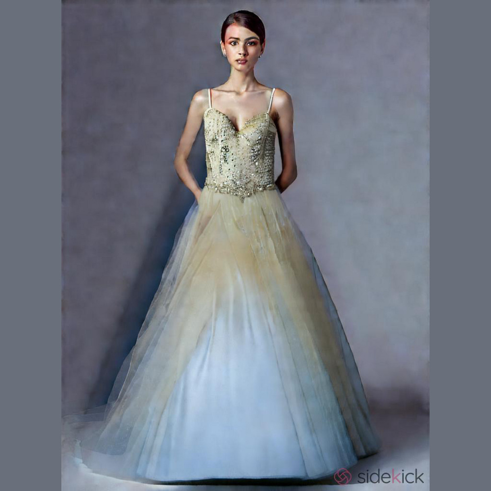 QUINCEANERA Aspeed Elegant Long Dress, Beaded Ivory Gown SZ M, PTP 16, L 56ish
